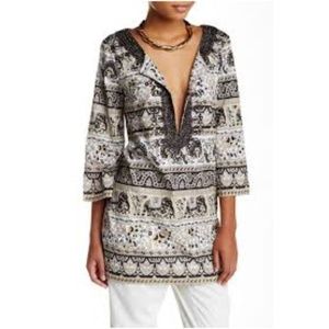 Tunique Caftan Calypso St Barth Rayée Coton - Taille S - Plage été